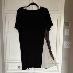 Eileen Fisher Silk Georgette Crepe Color Block Shift Dress size S